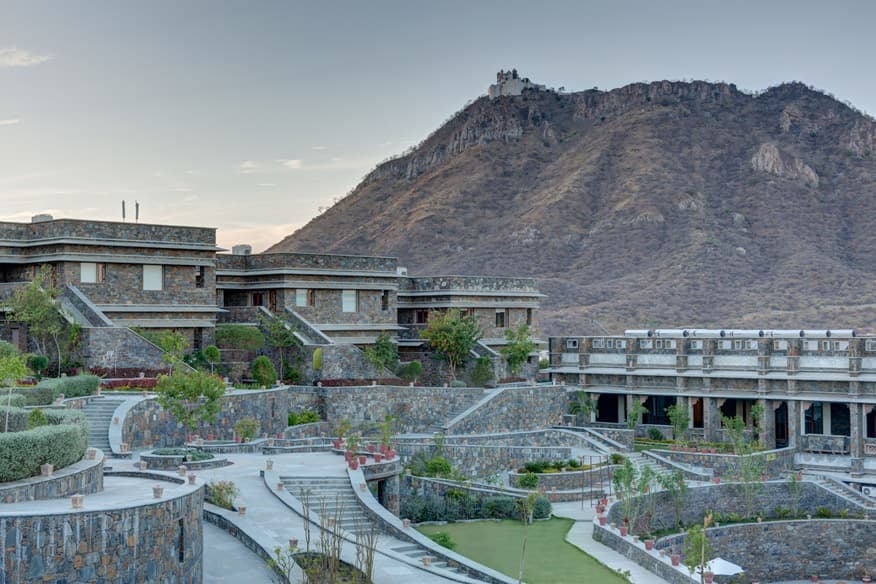 Sajjangarh (Monsoon Palace) above the resort at dusk