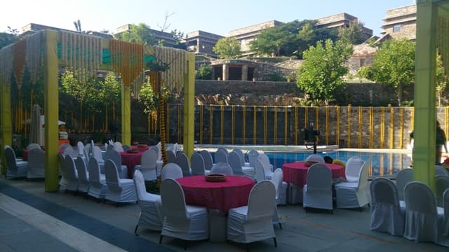 A poolside mandap